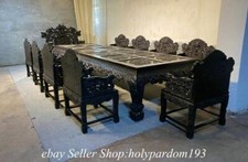 160" Old Chinese Padauk Red sandalwood Wood Carved Dragon Conference table Chair