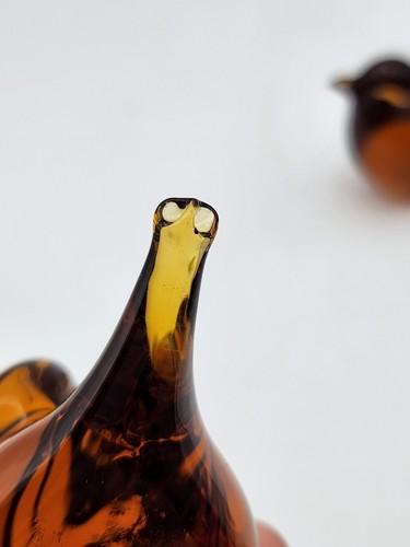 Set 3 Art Glass Figures. 2 MCM Pilgrim Glass Honey Amber Bird,Snail, & Bird - Picture 15 of 18