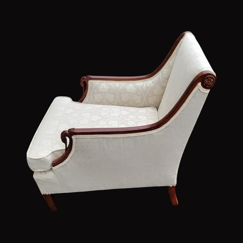 1940s Mahogany Club Chair Large Lounge Armchair Living Room New Upholstery - Picture 10 of 16