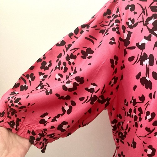 New Look Size 16 Pink & Black Floral Smock Tiered Dress Buttons Short Sleeved - Picture 6 of 13