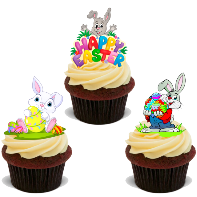 30 Premium Easter Stand up Edible Rice Card Flat Cup Cake Toppers Decorations D6 for sale online