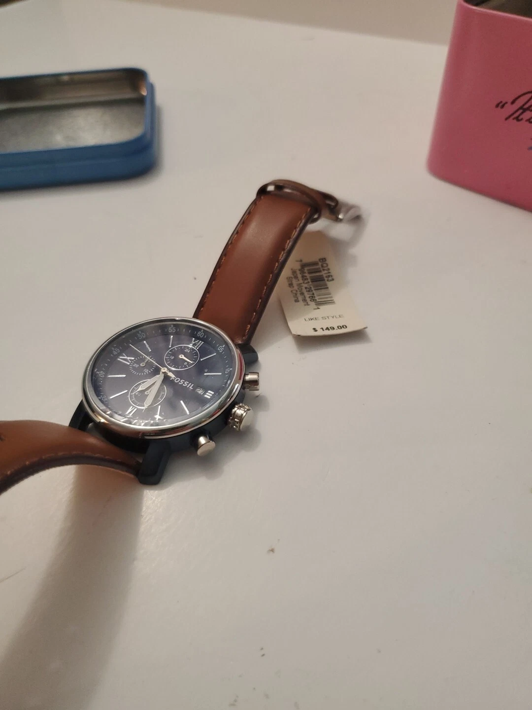 Fossil Rhett Chronograph Men s Watch in Blue and Brown Leather in Bahrain at BHD 48 Rating 5