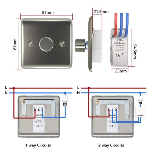 iolloi LED Dimmer-Switch for Dimmable LED/Incandescent/Halogen Bulbs, - Picture 8 of 22
