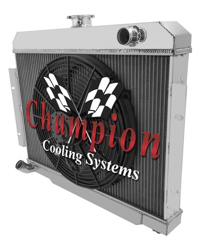 Cold Champion 2 Row Radiator, 16" Fan for 1970 - 1985 Jeep CJ Series L6, V8 Eng - Foto 5 di 9