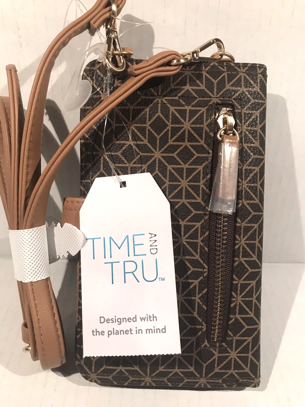 Brown Time & Tru Natalie Women's Cellie Wallet-on-a-String Phone Case-image