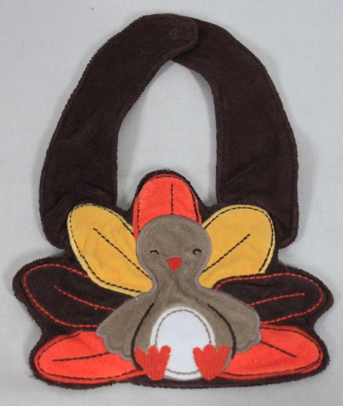 RARE! CARTER'S THANKSGIVING TURKEY BABY BIB UNISEX ONE SIZE TERRY CLOTH