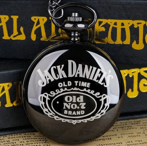 Jack Daniels Edelstahl Modern Style Taschenuhr mit Kette - Schwarz - Bild 1 von 6