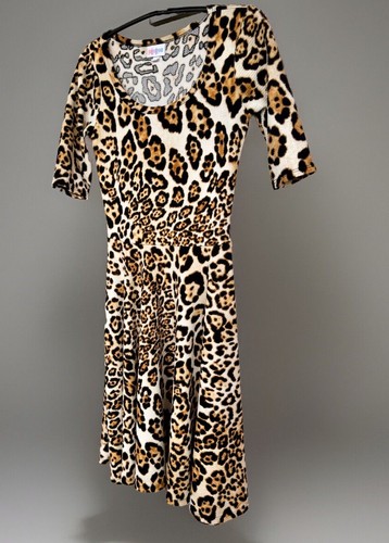 LuLaRoe Womens Short Sleeve Fit & Flare “Nicole” Dress Leopard Print Size XXS - Picture 20 of 20