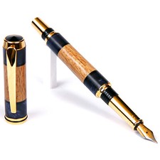 Baron Fountain Pen - White Oak with Blue Inlay