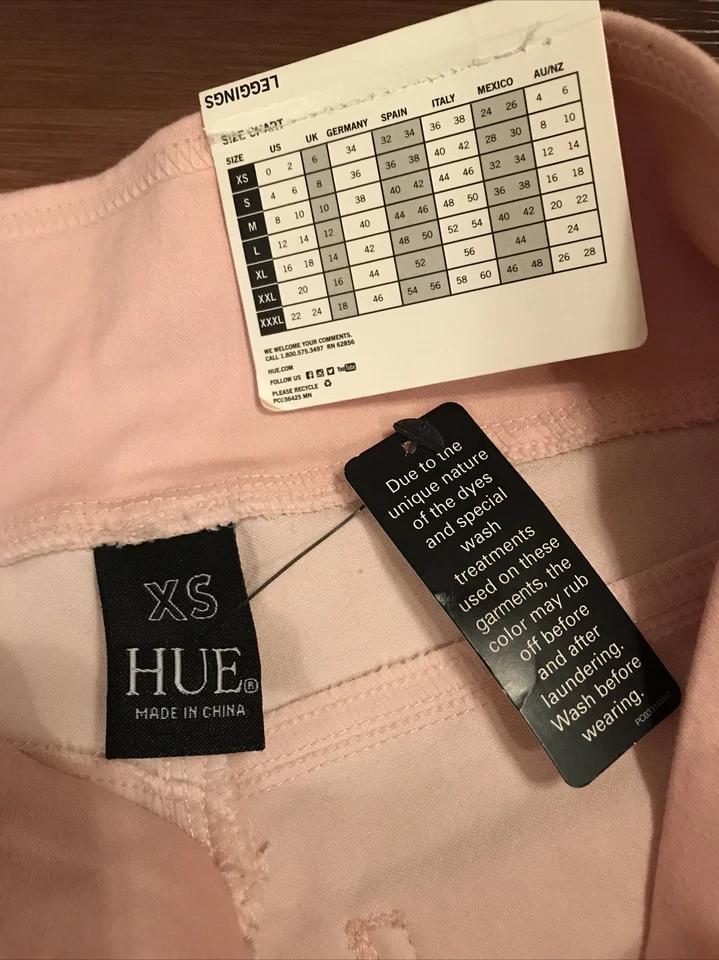 Pantalones Leggings HUE Mujer Junior XS (0-2) NUEVO CON ETIQUETAS Rosa Pantalón Jeans Rosa Bolsillos Foto 2 de 4