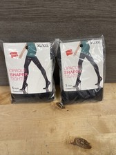 2 Pair Hanes Q02088 Control Top Opaque Shaper Tights, Black Size XL/XXL New
