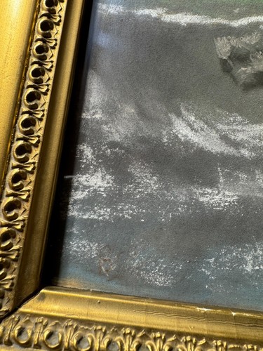 Stunning Antique American School "Coastal Landscape" Pastel Painting - Signed - Picture 14 of 16