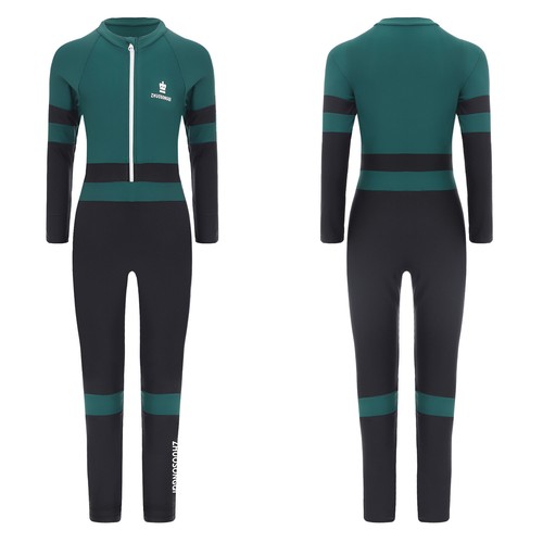 Kids Boy Rash Guard Sport Swimsuit Zipper Front Swimwear Athletic Bathing Suit - Picture 4 of 21