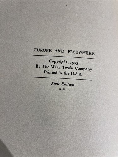 EUROPE AND ELSEWHERE by Mark Twain 1923 STATED 1st Edition - Picture 8 of 12