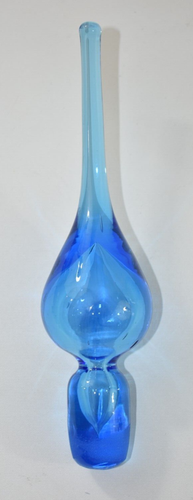 Vintage Pilgrim Glass Blue Spiral 14" Decanter Bottle Flame Genie Stopper - Picture 9 of 14