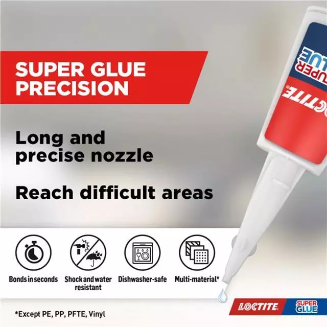 Loctite Super Glue-3 Precisión Max Adhesivo instantáneo con boquilla extra  larga, 10gr