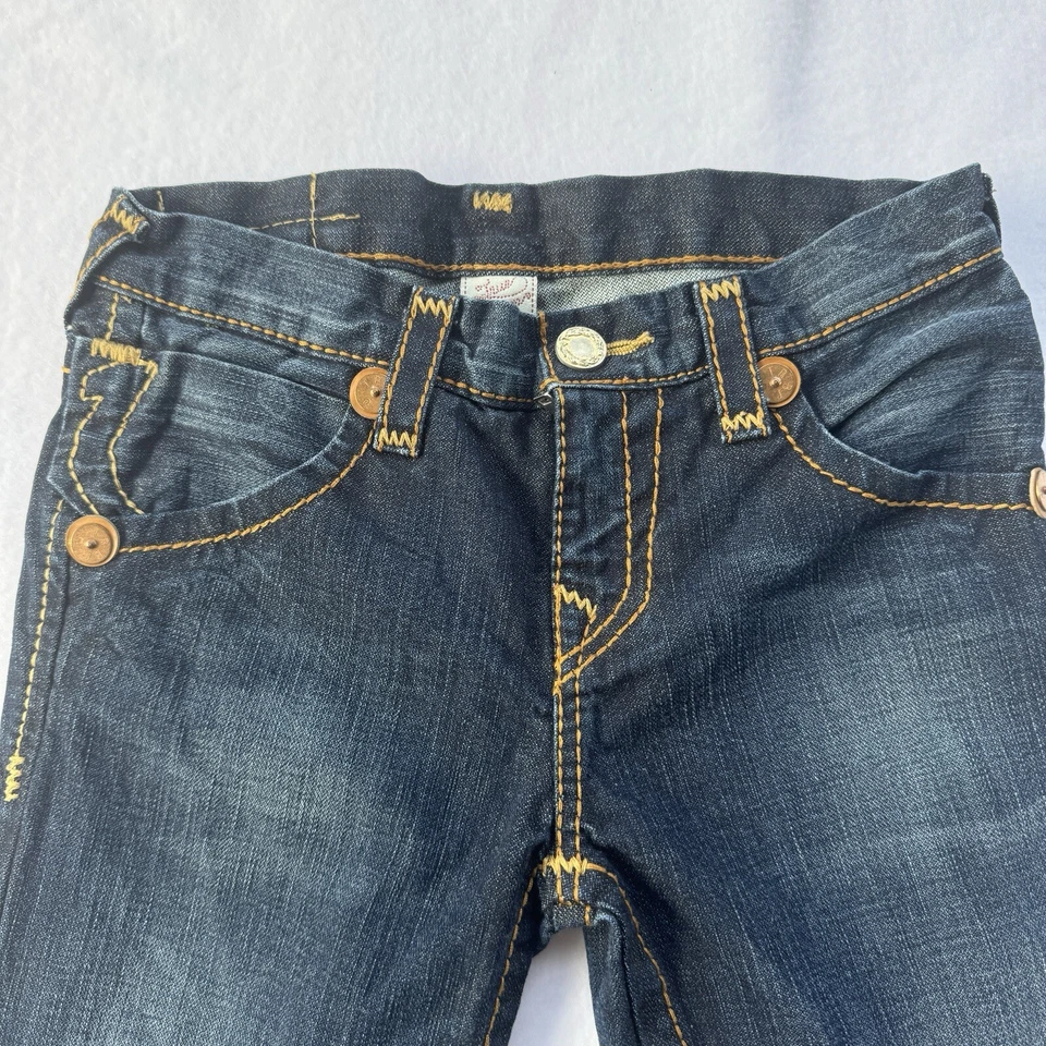 Jeans True Religion Costuras Doradas Niñas 10 Lavado Oscuro Pierna Recta Foto 2 de 4