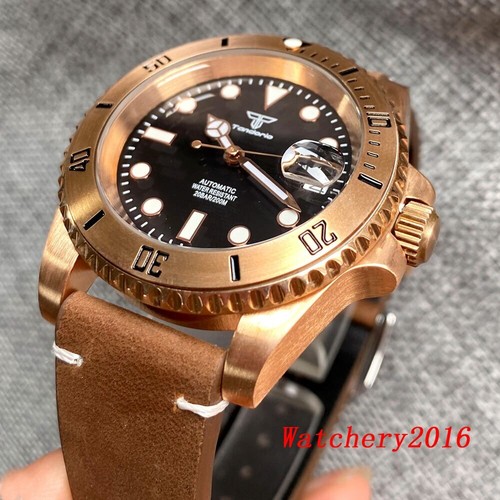 40mm Tandorio Solid CUSN8 Bronze NH35A Waterproof Automatic Diving Men Watch - Picture 2 of 12