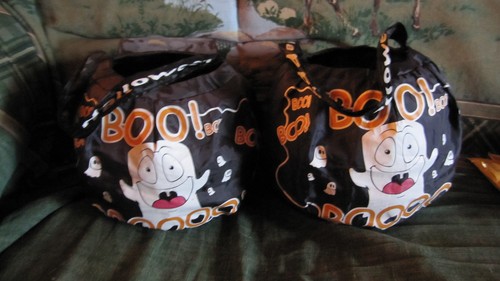 HALLOWEEN FALTBARER LECKERLI KORB MIT GEISTERN VERZIERT - 2er SET - Bild 2 von 7