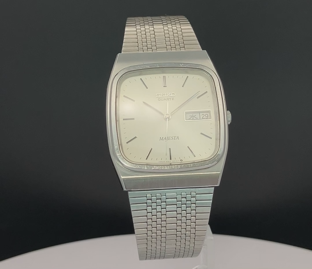 SEIKO WATCH MAJESTA 9063-501A QUARTZ SILVER DAY DATE KANJI