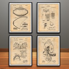 Gallery Wall Football Patent Prints - Set of 4 - Unframed