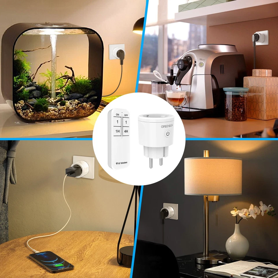 GreenSun Funksteckdosen Innen Smart Steckdose mit Countdown Timer Fernbedienung - Bild 4 von 4