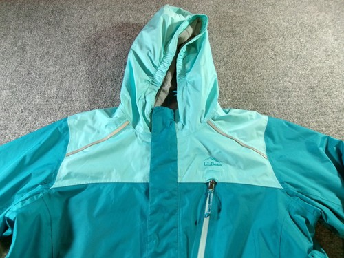 LL Bean Jacket Kids XL 18 Blue Trail Model Rain Jacket Lightweight Lined Hooded - Picture 2 of 15