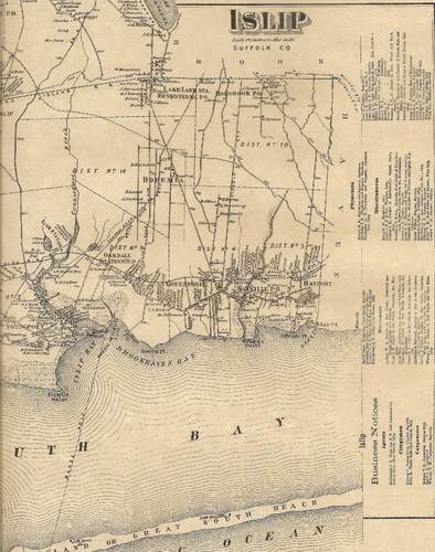Bayport Sayville Islip NY 1873 Maps with Businesses and Homeowners Names Shown - Picture 4 of 5