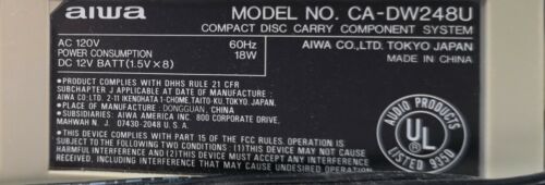 Aiwa Portable Boombox CA-DW248U AM FM Radio - Picture 7 of 12