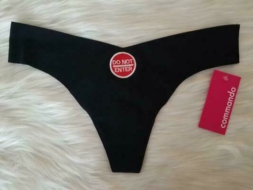RAW CUT COMMANDO THONG PANTY DO NOT ENTER APPLIQUE M/L BLACK NWT - Picture 4 of 9