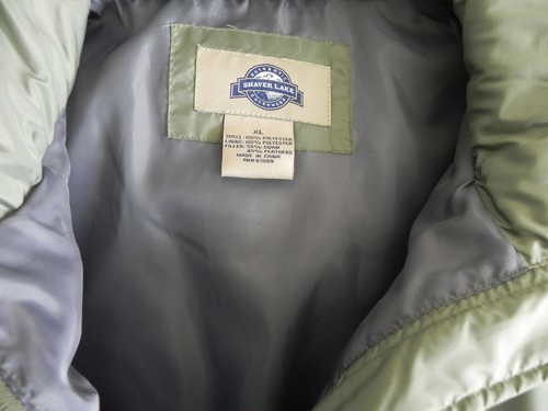 Shaver Lake Down Vest Olive Green Full Zip Pockets Size XL - Picture 7 of 7