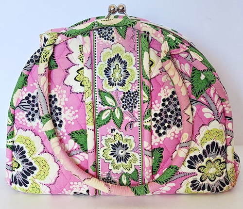 Vera Bradley Priscilla Pink Eloise Bag Kisslock Satchel Purse Hand Bag EUC - Picture 2 of 6
