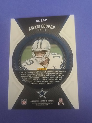 2021 CERTIFIED FOOTBALL #SA-2 SEAL OF APPROVAL AMARI COOPER DALLAS COWBOYS - Picture 4 of 8