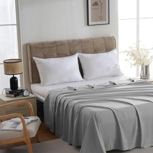 Flat Sheets Only - 6 Pack Soft Microfiber Top Sheets- Grey- Twin Size - Picture 2 of 2