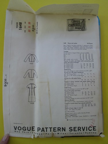Vintage VOGUE Couturier Design #1648 Kleid + Jacke Gr.10 mit Etikett Galitzine Italy - Bild 2 von 11