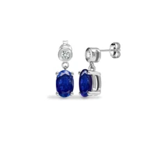 9ct White Gold 1.37 Carats Natural Sapphire and Diamond Dropper Earrings (9E191)