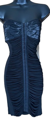 Vintage Y2K Elizabeth and James Black Ruched Lingerie Mini Dress Goth Coffin M - Picture 3 of 14