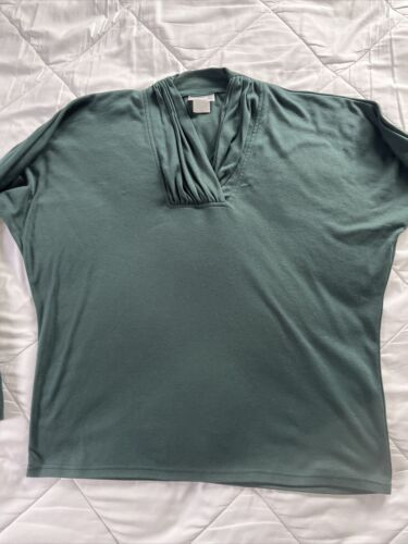 Weekender Long Sleeve Ladies Large Green Knit V-neck Pullover Casual Top - Picture 7 of 12