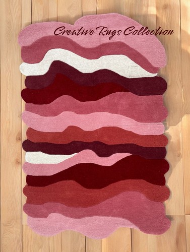 Vibrant Pink Multi Color Hand Tufted Rug Melting Rug New Zealand Wool Area Rug - Picture 2 of 8