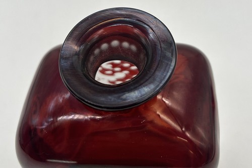 Bohemian Czech Red Cut To Clear Rectangular Liquor Decanter W/ Stopper Stag Deer - Picture 8 of 10