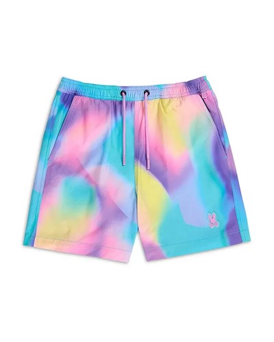 Psycho Bunny Tyler Allover Print Swim Trunks Boys' 18-20 (XL) Violet Front Tie - Picture 1 of 17