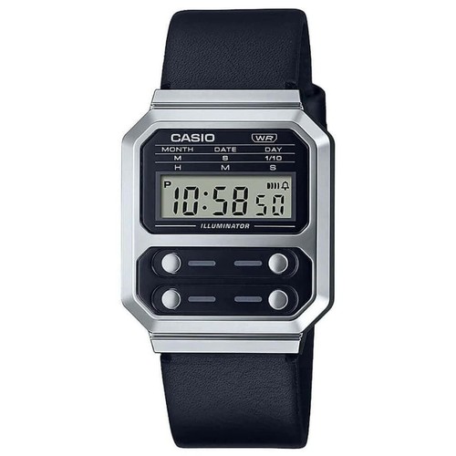 Casio Vintage A100WEL-1A Men's Digital Watch NEW 32mm Case Black Leather Strap - Picture 1 of 3