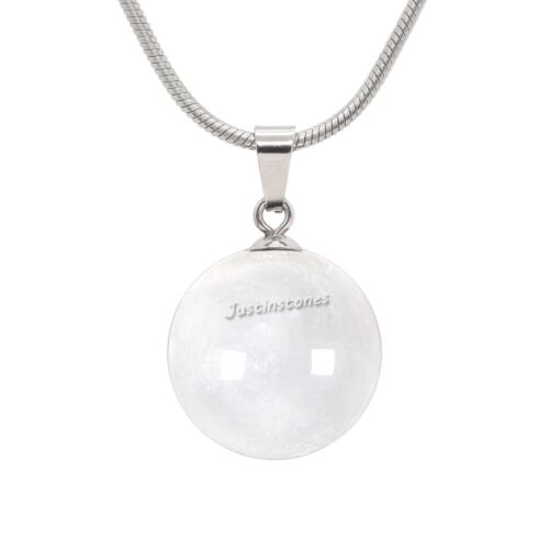 20mm Gemstone Carved Round Ball Pendant Necklace 22" - Picture 130 of 173
