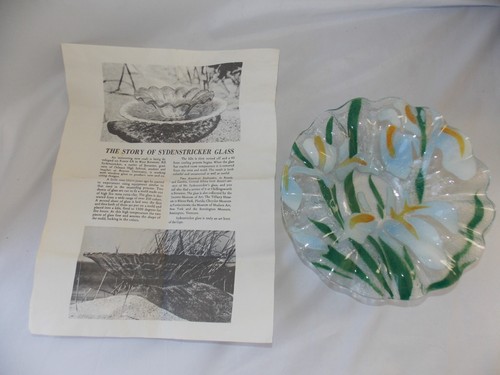 SYDENSTRICKER Calla Lilie verschmolzene Kunstglasschale 6 1/2" weiß grün Blumen gekräuselt - Bild 6 von 15