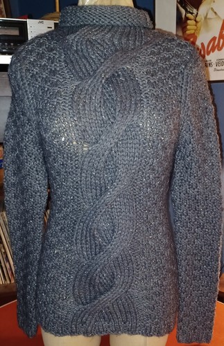 Moda Int'l Cable Knit Wool Turtleneck Sweater Womens Small Glitter Fisherman - Picture 1 of 9