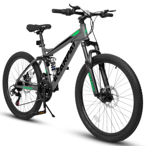 A2460 Mountain Bike 24 Inch Wheels, 21-Speed Full Suspension Mens Womens