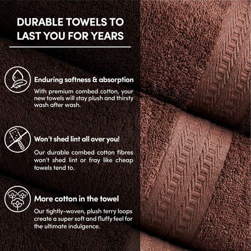 Combed Cotton Bath Towels Set, Soft & Absorbent Bathroom Towels, Quick Dry - Picture 75 of 84