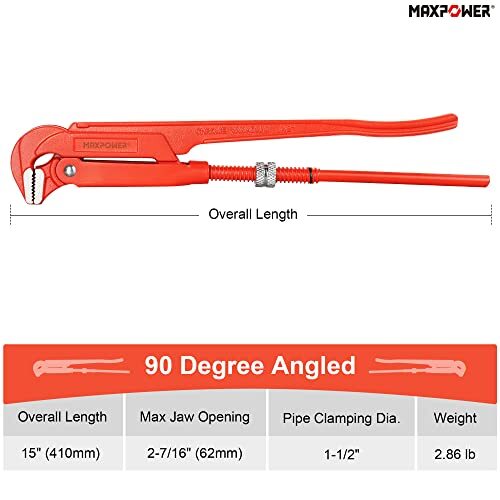 15 inch Swedish Pipe Wrench, 90 Degree Angled 90° jaw x 15 inch eBay