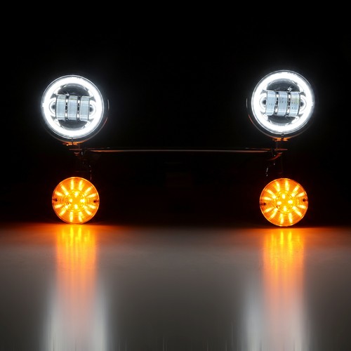 7" LED Motorcycle DRL Headlight with Ring 4.5" Fog Lights Passing Lamps Bar Kit - Picture 4 of 12
