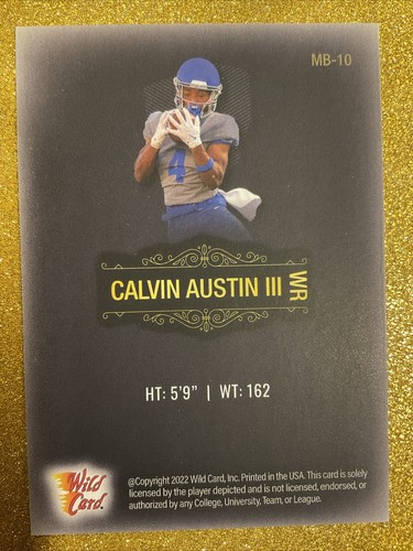 2022 WILD CARD MATTE CALVIN AUSTIN ROOKIE BASE #MB-10 MEMPHIS STEELERS CSTR #2 - Picture 3 of 4